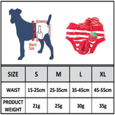 KUTKUT Dog Diapers, Adorable Reusable Washable Striped Print Dog Female Diapers | Doggie Underwear Cover Up Sanitary Panties for Small Female Girl Dogs in Heat Season (Red) - kutkutstyle